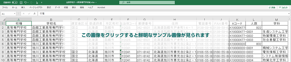 高等専門学校版データ　サンプル画面
